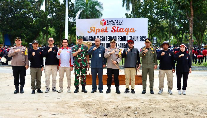 Kapolresta Pekanbaru Hadiri Apel Siaga Pengawasan Masa Tenang Pemilu 2024