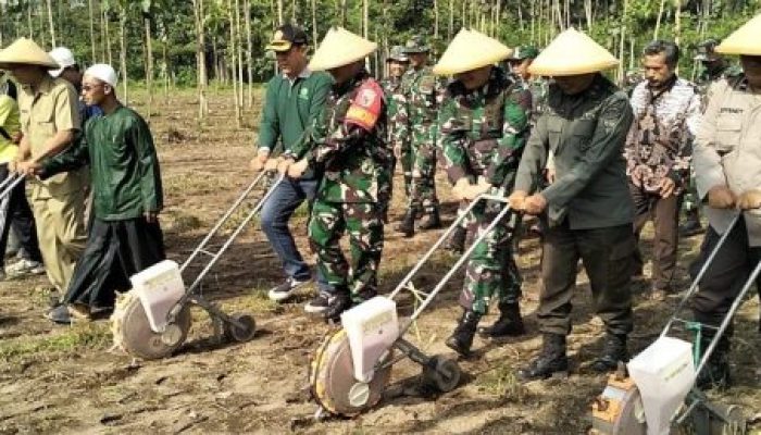 Pangdam V/Brawijaya melakukan Penanaman Perdana Jagung Bersama jajaran di Wilayah Kodim 0808/ Blitar
