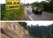 Jalan Rawan Longsor dan Amblas, Pemudik Dihimbau Untuk Waspada dan Berhati-Hati Melintas Di Jalan XIII Koto Kampar