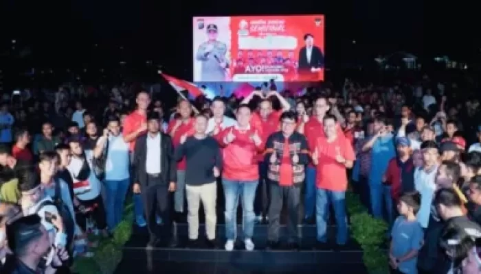 Antusiasme Ribuan Warga Kota Pekanbaru Nobar Semifinal Piala AFC U-23, Padati Lapangan Mapolda Riau