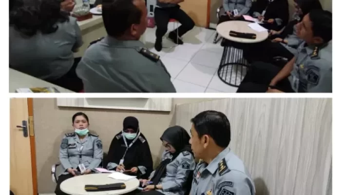 Evaluasi Kinerja dan Pelayanan, Jajaran Lapas Pekanbaru Lakukan Coffe Morning dan Bincang Santai di Ruang Kerja Kasubsi Bimaswat Lapas Pekanbaru