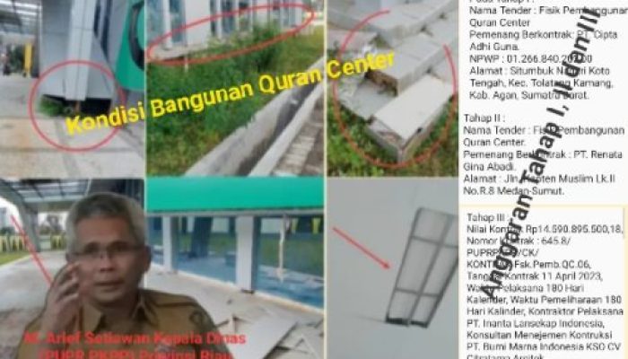 Menelan Anggaran Sebesar 50 Miliar, Proyek Pembangunan Quran Center Diduga Asal Jadi dan Tidak Sesuai Spek