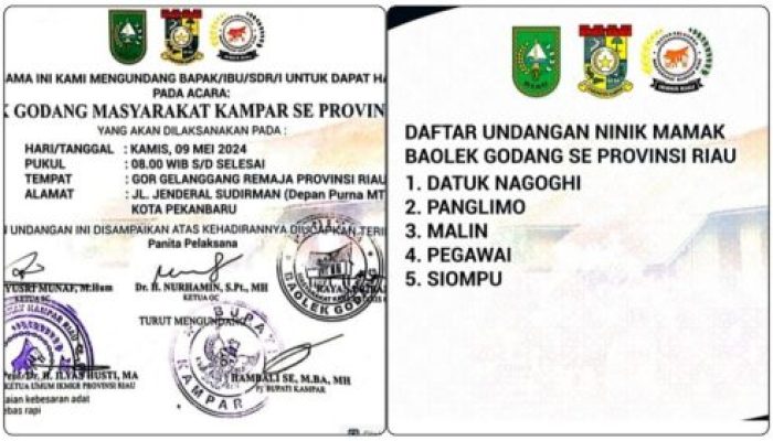 Acara Bagholek Godang Digelar Di Pekanbaru, Para Datuok Di Kampar: Kenapa Digelar di Pekanbaru? Seharusnya di Kampar saja
