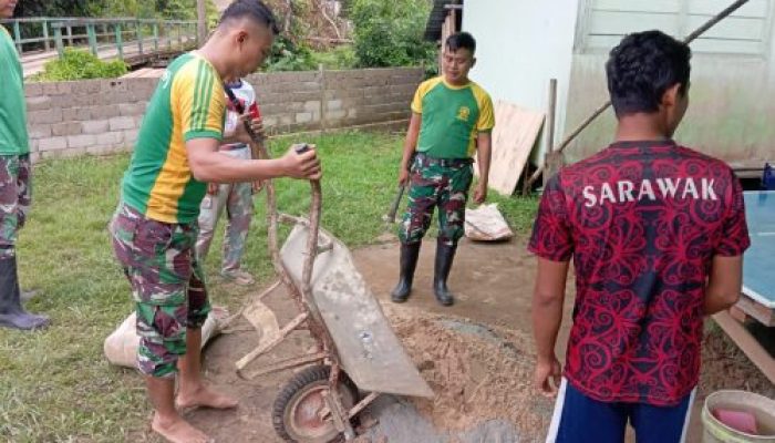 Giat Bantu Pembangunan, Satgas Pamtas Yonarmed 10/ Bradjamusti Bantu Masyarakat Bangun Masjid Nurul Hidayah Nanga Bayan Menjelang Masa Purna Tugas