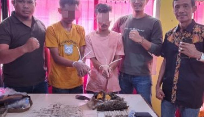 Polsek Kampar Kiri Amankan Dua Pelaku dan Barang Bukti Narkoba Ganja Kering di Rumah Kontrakan