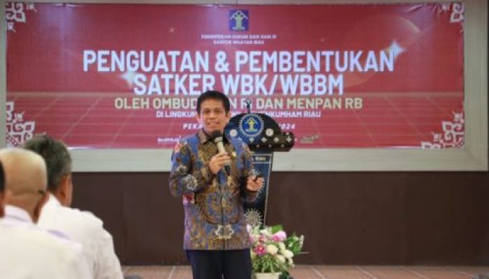 Dihadiri Pimpinan Ombudsman RI, Kanwil Kemenkumham Riau Gelar Kegiatan Penguatan dan Pembentukan Satker WBK/WBBM