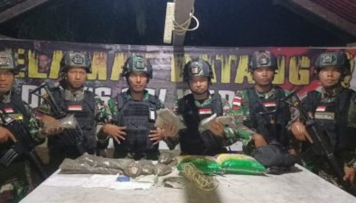 Satgas Yonif 122/TS Berhasil Amankan Pelaku dan Barang Bukti Penyelundupan Narkoba Jenis Ganja Sebanyak 1,5 Kg di Kampung Kalibom Papua