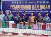 Bea Cukai Tembilahan Musnahkan Rokok, Kosmetik dan Miras Senilai 3,2 Milyar