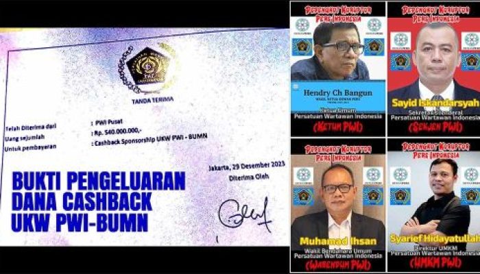 Bukti Pemberian Dana Cashback Ke Kementerian BUMN Beredar, Diduga Libatkan Empat Orang Dedengkot Koruptor PWI Pusat