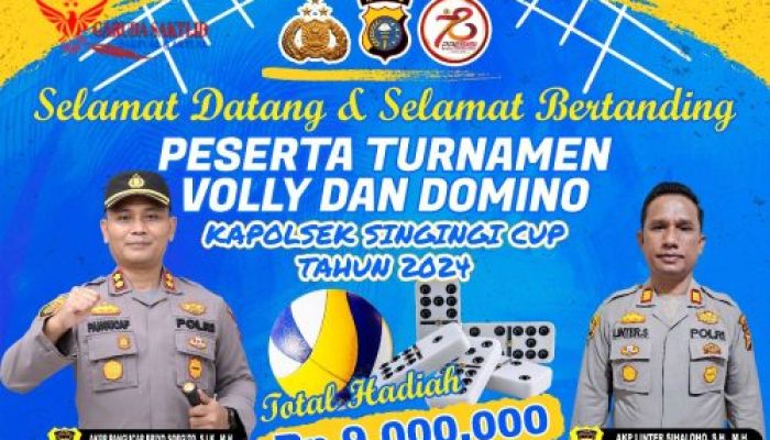 Diikuti 23 Tim, Polsek Singingi Gelar Turnamen Bola Voli, Dalam Rangka Memeriahkan HUT Bhayangkara ke-78
