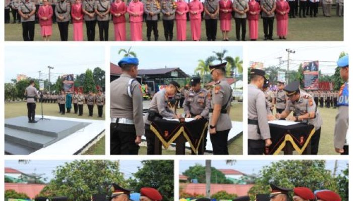Kapolres Kampar AKBP Ronald Sumaja Pimpin Sertijab Sejumlah Pejabat Utama di Lingkup Polres Kampar