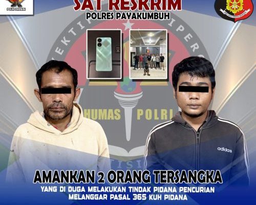 Sempat Buron, Dua Tersangka Pencurian Diringkus Tim Buser Polres Payakumbuh