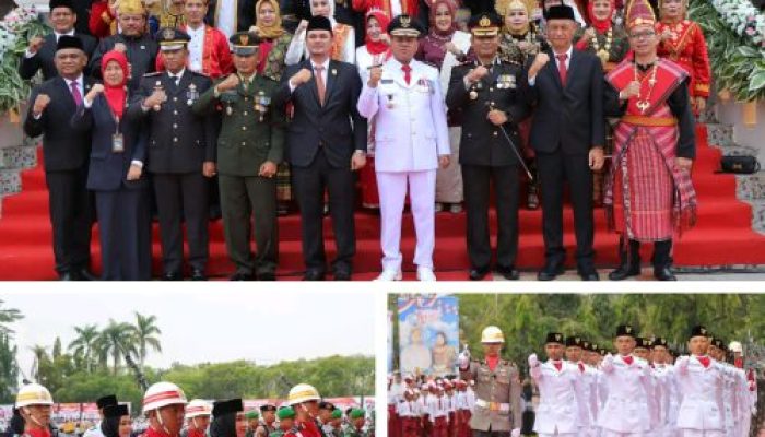 Kapolres Kuansing Hadiri Upacara Proklamasi HUT Ke-79 Kemerdekaan RI di Lapangan Limuno