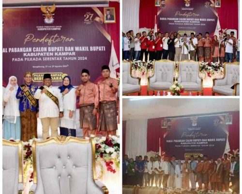 Hari Ini, Tiga Pasangan Cabup dan Cawabup Kampar Mendaftar ke KPU Diiringi Para Pendukung