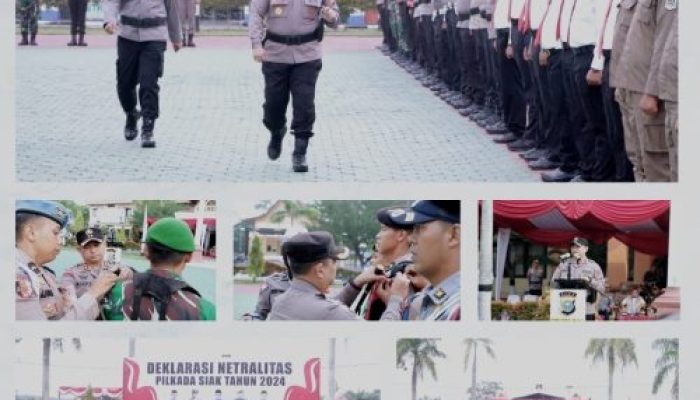 Mengawali Operasi Mantap Praja Lancang Kuning 2024,Polres Siak Laksanakan Apel Gelar Pasukan dan Deklarasikan Netralitas