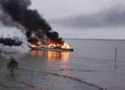Kapal Terbakar di Perairan Meranti, Satu ABK Alami Luka Bakar