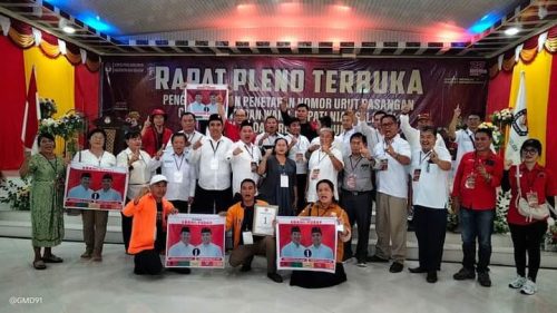 Tetapkan Nomor Urut Paslon, KPU Nisel Saat Gelar Pencabutan Nomor Urut Paslon Bupati dan Wakil Bupati Nias Selatan