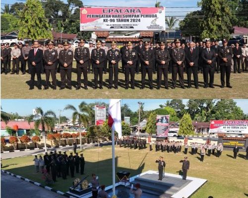 Kapolres Kampar Gelar Upacara Sumpah Pemuda Ke-96 Di Halaman Mapolres Kampar