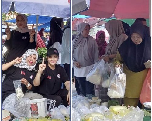 Sambil Jualan Tahu Tempe, Barisan Puan Bertuah Sosialisasi Program Muflihun Di Pasar Rumbai Pekanbaru