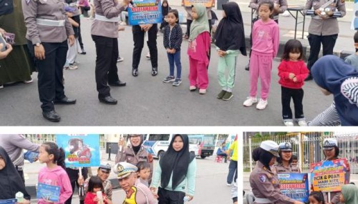 Puluhan Helm SNI di Bagikan Saat Kampanye Keselamatan Berlalu Lintas di CFD Pekanbaru