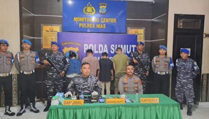 Sedang Transaksi Sabu, Tiga Pelaku dan Satu Bandar Narkoba di Nias Ditangkap TNI AL dan Polres Nias