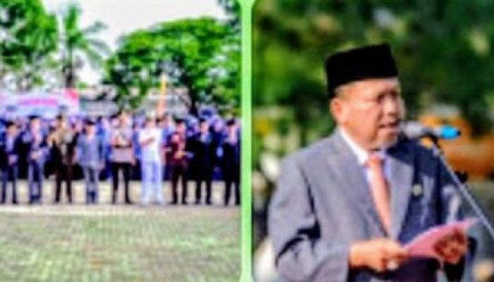 Sekretaris Daerah Bambang Suprianto Saat Memimpin Apel Peringatan Hari Otonomi Daerah ke XXIX 