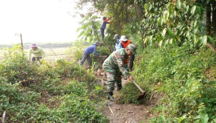 Babinsa Desa Salam Dan Poktan Rukun Makmur Gelar Kerja Bakti Bersihkan Akses Jalan Persawahan Di Dusun Centong