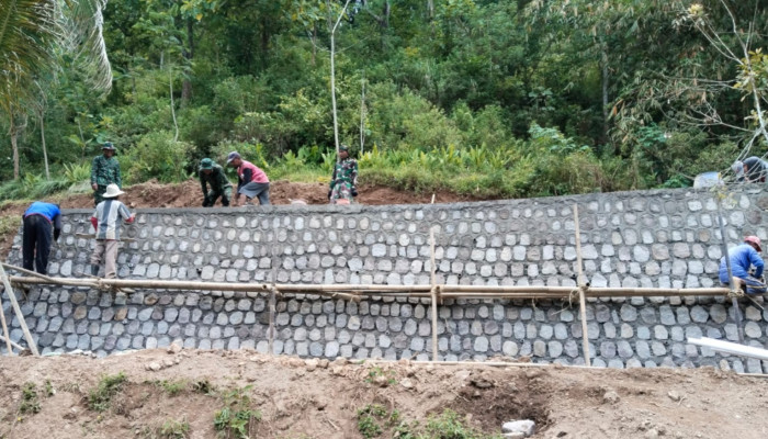 Talud Penahan Longsor Sepanjang 10 Meter Hasil TMMD 127 Kodim Wonogiri Rampung 100%