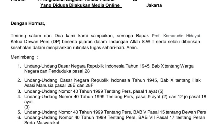 Diduga Langgar UU Pers, 7 Media Online Resmi Dilaporkan DPP AMI