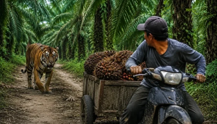 Pekerja Panen Nyaris Diterkam, Harimau Sumatra Kembali Muncul di Kebun Sawit Sungai Apit