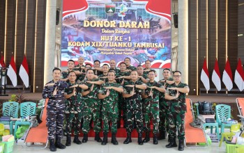 HUT Ke-1 Kodam XIX Tuanku Tambusai, TNI, Polri dan Persit Bersatu dalam Aksi Donor Darah