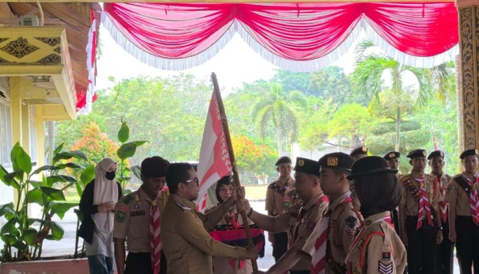 Jambore Nasional XII Tahun 2026, Bupati Zukri Pimpin Pelepasan Kontingen Kwarcab Pelalawan