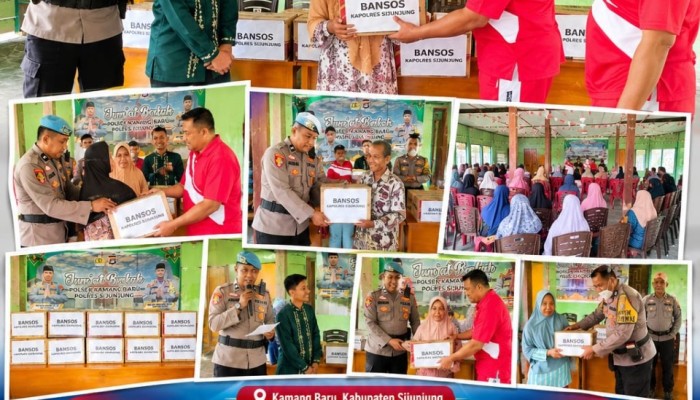Jumat Berkah, Kapolres Sijunjung Salurkan 25 Paket Sembako untuk Warga Kurang Mampu di Kamang Baru