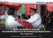 Merah Putih Berkibar di Senja Hari, Penurunan Bendera HUT ke-81 RI di Rokan Hulu Berjalan Sukses
