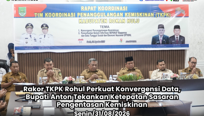 Rakor TKPK Rohul Perkuat Konvergensi Data, Bupati Anton Tekankan Ketepatan Sasaran Pengentasan Kemiskinan