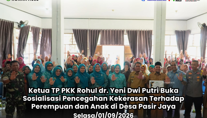Ketua TP PKK Rohul dr. Yeni Dwi Putri Buka Sosialisasi Pencegahan Kekerasan Terhadap Perempuan dan Anak di Desa Pasir Jaya